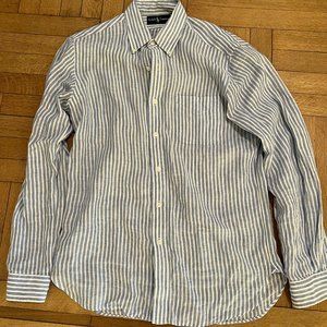 Ralph Lauren Blue and White striped linen polo button down